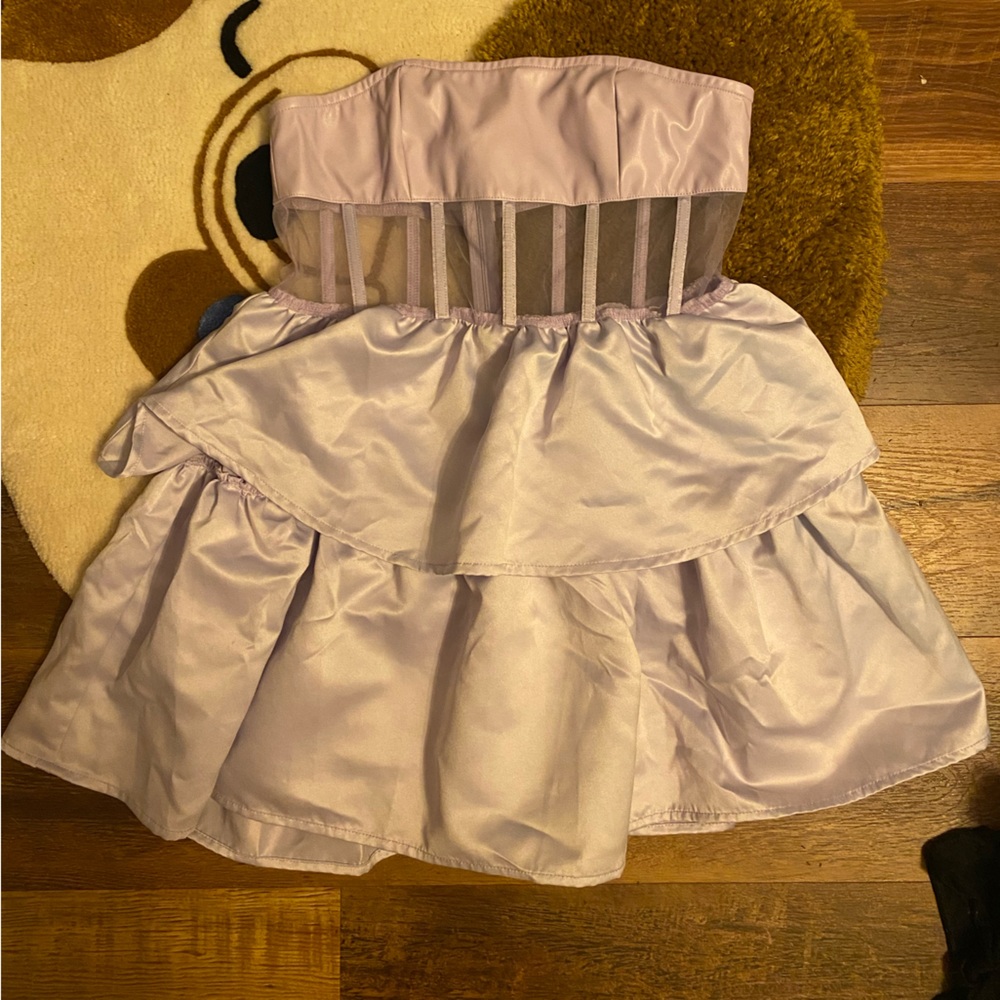 Collective the label petite corset tiered mini skirt dress strapless lilac 8 - Picture 2 of 5